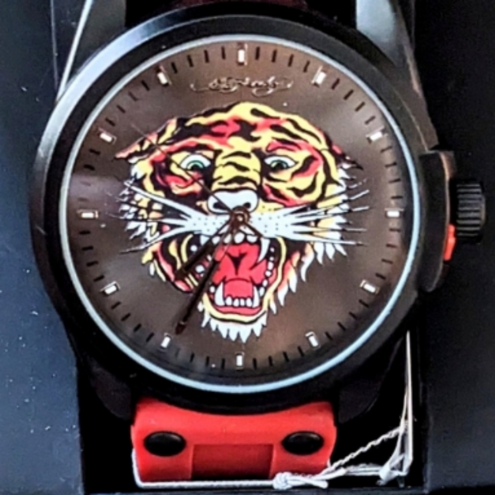 Ed Hardy Red and Black Watch with Bold Design